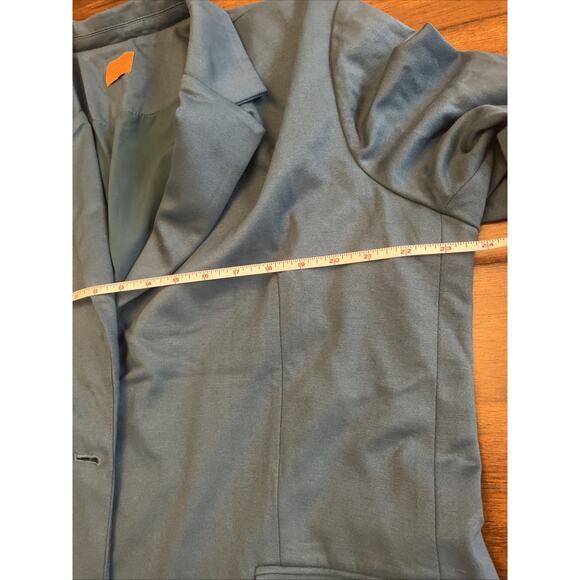 MARY CRAFTS Women's 1 Button Ponte Knit Blazer Blue/Teal Sz 22 Fall Office Teach - Picture 8 of 12